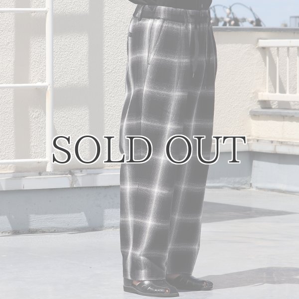 画像12: 10/2 ヘヴィツイル オンブレチェック 2タック ワイド イージーパンツ【MADE IN JAPAN】『日本製』【送料無料】/ Upscape Audience (12)