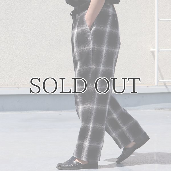 画像4: 10/2 ヘヴィツイル オンブレチェック 2タック ワイド イージーパンツ【MADE IN JAPAN】『日本製』【送料無料】/ Upscape Audience (4)