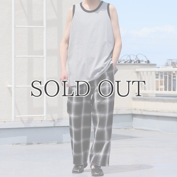 画像7: 10/2 ヘヴィツイル オンブレチェック 2タック ワイド イージーパンツ【MADE IN JAPAN】『日本製』【送料無料】/ Upscape Audience (7)