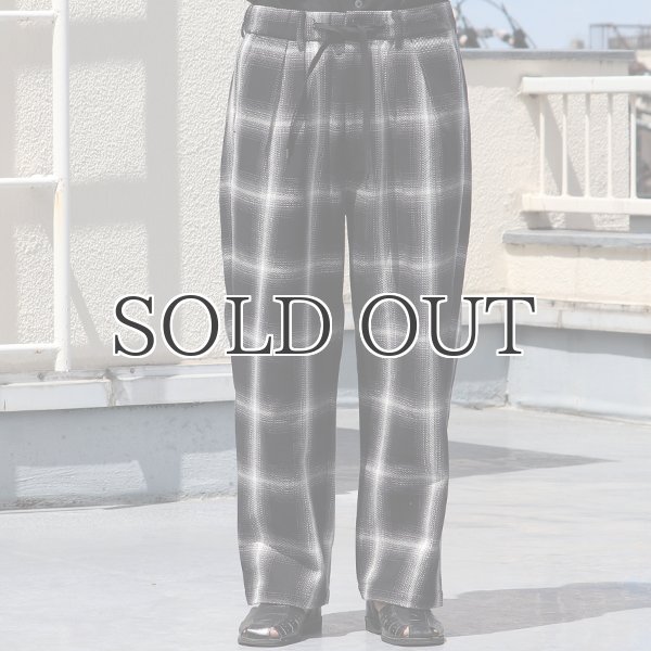 画像8: 10/2 ヘヴィツイル オンブレチェック 2タック ワイド イージーパンツ【MADE IN JAPAN】『日本製』【送料無料】/ Upscape Audience (8)