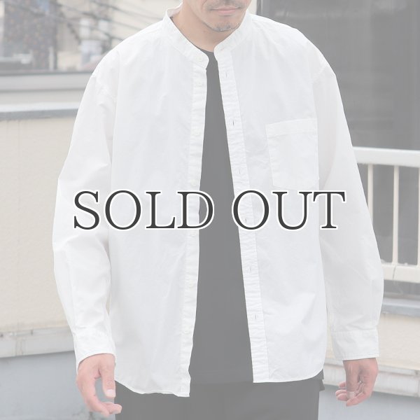 画像3: ワンウォッシュ バンドカラー L/S テーパードシャツ【MADE IN JAPAN】『日本製』/ Upscape Audience (3)