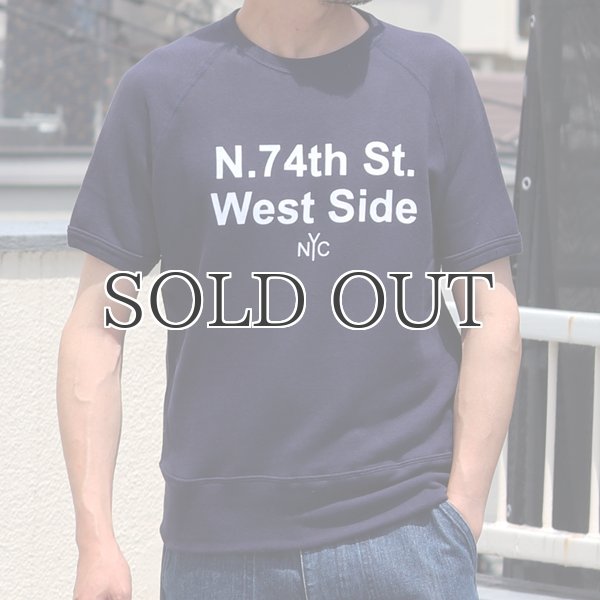 画像3: ソフトエアー裏毛"N.74th St. West Side"プリントラグラン半袖スウェットシャツ【MADE IN JAPAN】『日本製』/ Upscape Audience (3)