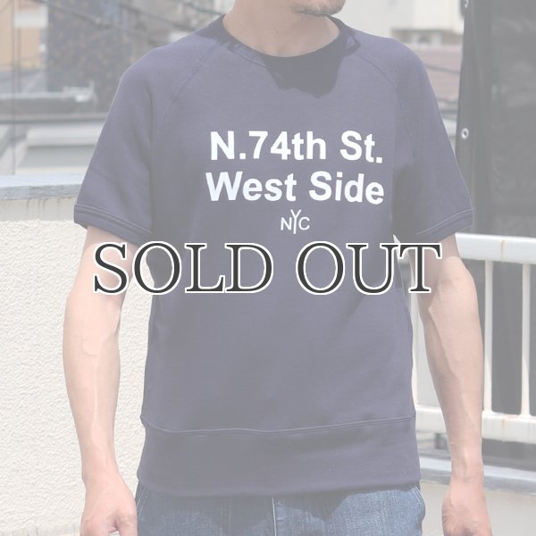 画像4: ソフトエアー裏毛"N.74th St. West Side"プリントラグラン半袖スウェットシャツ【MADE IN JAPAN】『日本製』/ Upscape Audience (4)