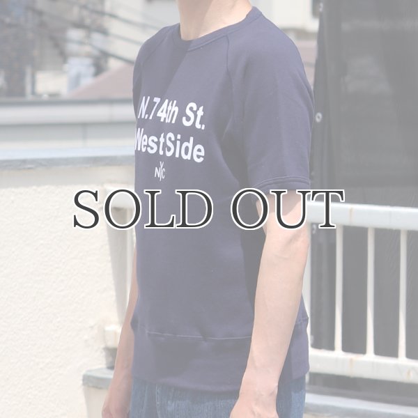 画像5: ソフトエアー裏毛"N.74th St. West Side"プリントラグラン半袖スウェットシャツ【MADE IN JAPAN】『日本製』/ Upscape Audience (5)