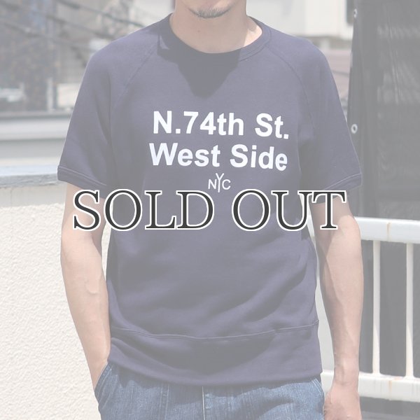 画像2: ソフトエアー裏毛"N.74th St. West Side"プリントラグラン半袖スウェットシャツ【MADE IN JAPAN】『日本製』/ Upscape Audience (2)