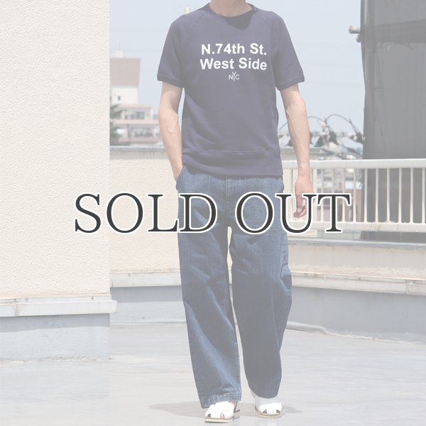 画像7: ソフトエアー裏毛"N.74th St. West Side"プリントラグラン半袖スウェットシャツ【MADE IN JAPAN】『日本製』/ Upscape Audience (7)