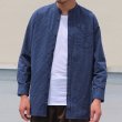 画像4: 【RE PRICE/価格改定】インディゴサッカーストライプバンドカラーオーバサイズロング長袖_Shirts【MADE IN JAPAN】『日本製』/ Upscape Audience (4)