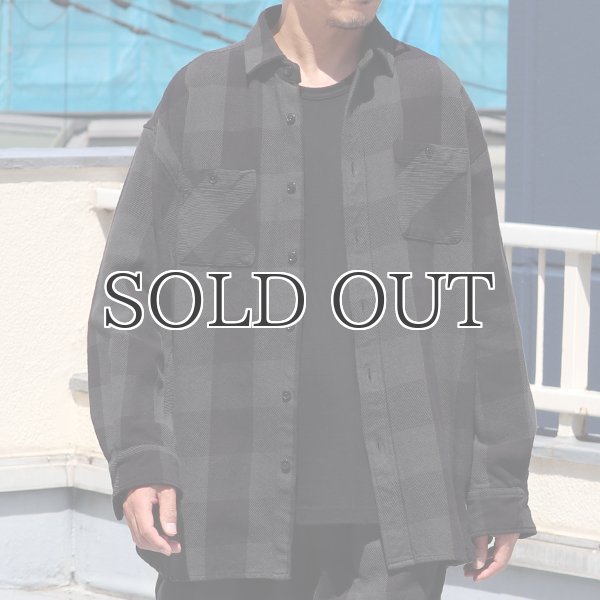 画像4: 10/2ヘビーツイル ヴィンテージチェック レギュラーカラー ボクシーAライン 長袖シャツ【MADE IN JAPAN】『日本製』/ Upscape Audience (4)