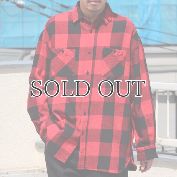 画像4: 10/2ヘビーツイル ヴィンテージチェック レギュラーカラー ボクシーAライン 長袖シャツ【MADE IN JAPAN】『日本製』/ Upscape Audience (4)