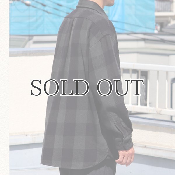 画像5: 10/2ヘビーツイル ヴィンテージチェック レギュラーカラー ボクシーAライン 長袖シャツ【MADE IN JAPAN】『日本製』/ Upscape Audience (5)