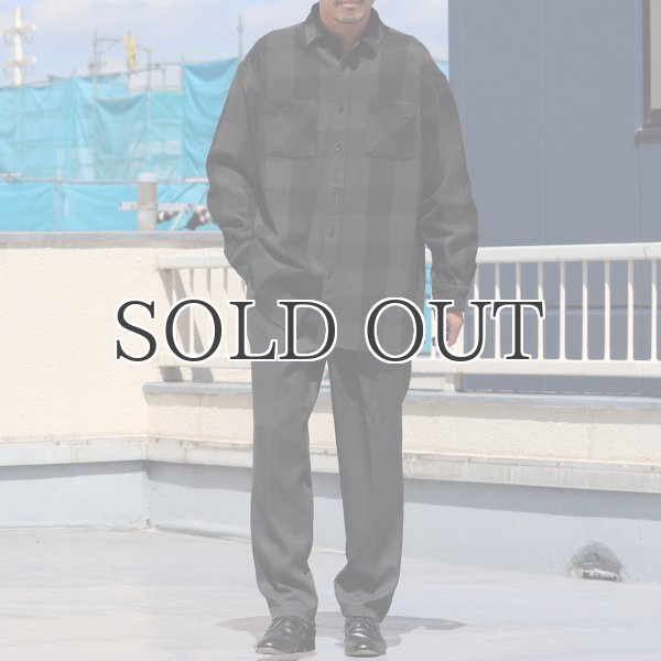 画像8: 10/2ヘビーツイル ヴィンテージチェック レギュラーカラー ボクシーAライン 長袖シャツ【MADE IN JAPAN】『日本製』/ Upscape Audience (8)