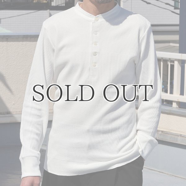 画像3: BOROライク ランダムワッフル ランダム釦モックヘンリーカットソー【MADE IN JAPAN】『日本製』/ Upscape Audience (3)