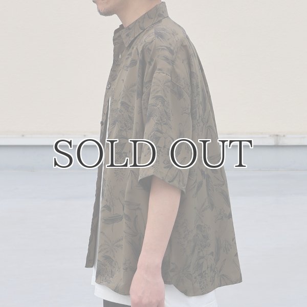 画像4: 「丹後」レーヨンライク ピーチファイユ ネオン&リーフパターン レギュラーカラー ハーフスリーブシャツ【MADE IN JAPAN】『日本製』/ Upscape Audience (4)