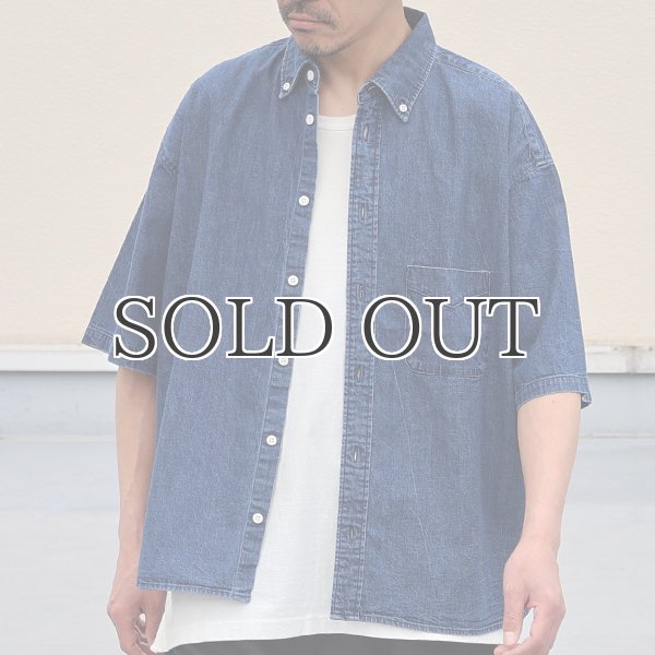 画像3: 「備後」 7オンス ムラデニム 釦ダウン ボク シーAライン ハーフスリーブシャツ【MADE IN JAPAN】『日本製』/ Upscape Audience (3)