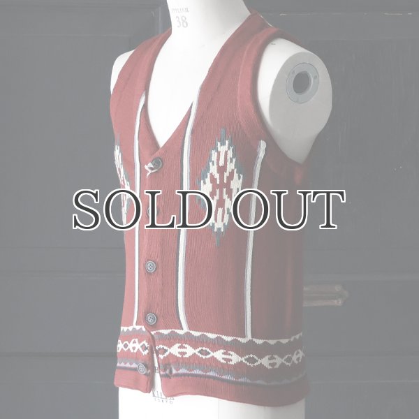 画像3: アクリルコットンオルテガ柄コンチョボタンニットベスト / Audience (3)