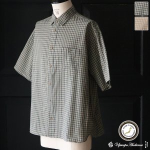 画像: 播州織 ドビーミニチェック レギュラーカラー ボクシーAライン ハーフスリーブ ワーク シャツ【MADE IN JAPAN】『日本製』/ Upscape Audience