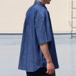 画像4: 「備後」 6オンス ムラデニム 釦ダウン ボク シーAライン ハーフスリーブシャツ【MADE IN JAPAN】『日本製』/ Upscape Audience (4)