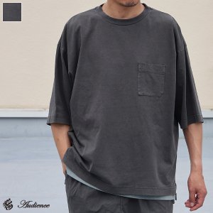 画像: ピグメント 米綿（USAコットン）16/-天竺（8.45オンス）グラスポケ付き クルーネック ハーフスリーブ ボクシー Tシャツ / Audience