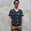 画像7: 【RE PRICE / 価格改定】ヘンプコットンオルテガボーダープリントポケット付きVネック半袖カットソー / Audience (7)