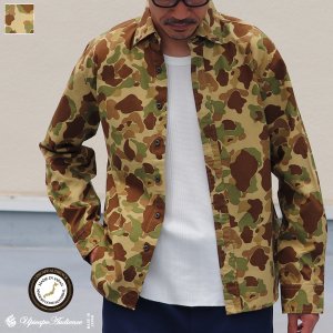 画像: 【RE PRICE / 価格改定】カモ柄プリントツイルオープンスプレッドボタンダウン長袖シャツ【MADE IN JAPAN】『日本製』/ Upscape Audience