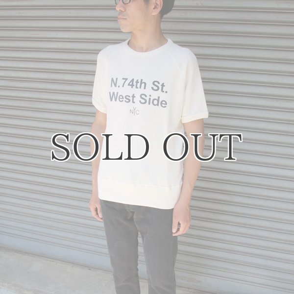 画像13: ソフトエアー裏毛"N.74th St. West Side"プリントラグラン半袖スウェットシャツ【MADE IN JAPAN】『日本製』/ Upscape Audience (13)