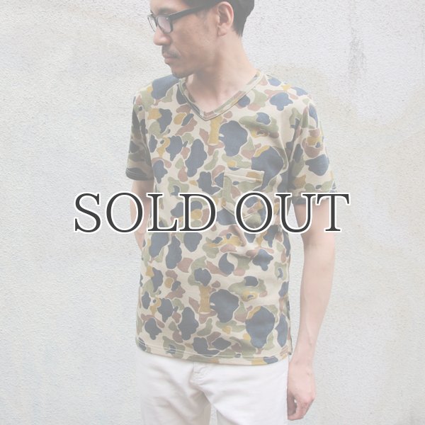 画像6: ダックカモプリント天竺Vネックポケット付き半袖カットソー【MADE IN JAPAN】『日本製』/ Upscape Audience (6)