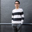 画像7: 【RE PRICE/価格改定】French Linen（フレンチリネン）鹿の子太ボーダークルーネック長袖ニット【MADE IN JAPAN】『日本製』/ Upscape Audience (7)