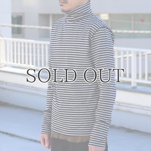 画像5: 高密度シルケットボーダープロテクトボッシュタートルネック長袖カットソー【MADE IN JAPAN】『日本製』/ Upscape Audience (5)