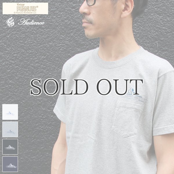 画像1: Old Snoopy "Schulz-Surf" 7.1oz米綿丸胴オールドプリントクルーネックポケットT / Audience (1)