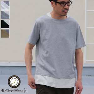 画像: 【RE PRICE/価格改定】コーマ天竺×度詰ワッフルボートネックレイヤード5分袖ビックTEE【MADE IN JAPAN】『日本製』/ Upscape Audience