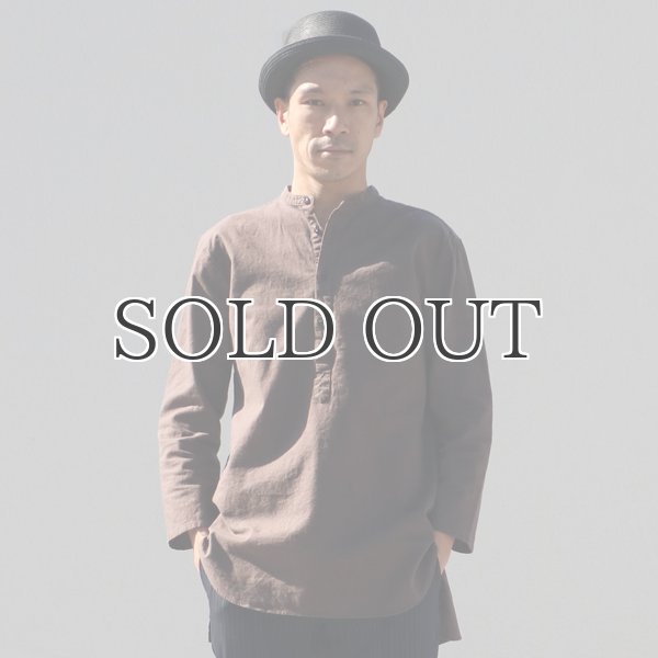 画像14: ソフトリネンキャンバスプルオーバーシャツバンドカラーオーバーサイズ9Sシャツ【MADE IN JAPAN】『日本製』/ Upscape Audience (14)