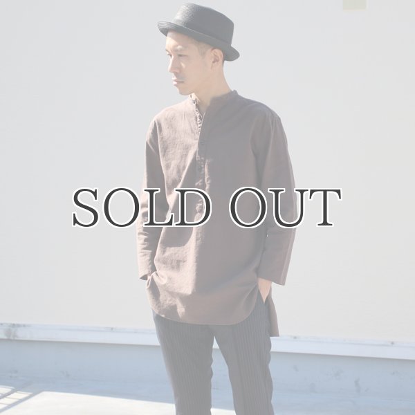 画像13: ソフトリネンキャンバスプルオーバーシャツバンドカラーオーバーサイズ9Sシャツ【MADE IN JAPAN】『日本製』/ Upscape Audience (13)