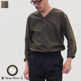 画像: コットンクロスV neckヘンリープルオーバー9分袖シャツ【MADE IN JAPAN】『日本製』 / Upscape Audience