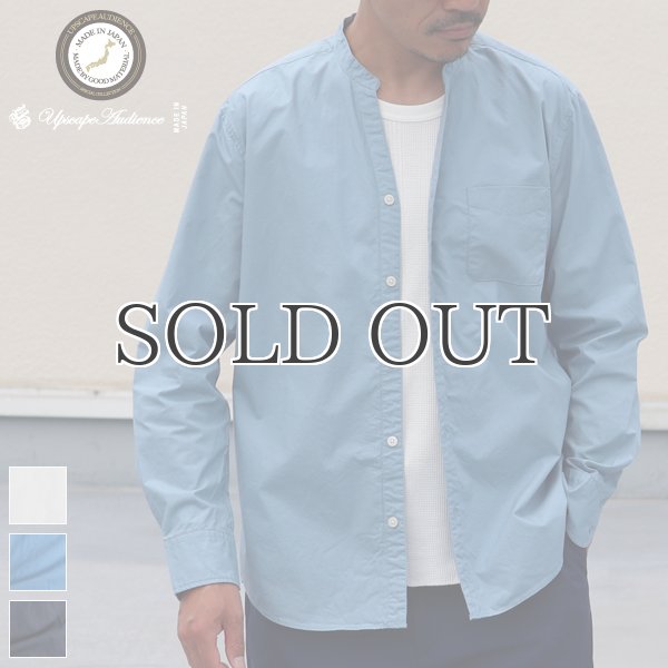 画像1: タイプライターVネックバンドカラー L/S シャツ【MADE IN JAPAN】『日本製』/ Upscape Audience (1)
