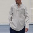 画像2: コットンギャバジンレースアップバンドカラー長袖シャツTEE【MADE IN JAPAN】『日本製』/ Upscape Audience (2)