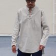 画像3: コットンギャバジンレースアップバンドカラー長袖シャツTEE【MADE IN JAPAN】『日本製』/ Upscape Audience (3)