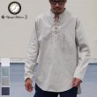 画像1: コットンギャバジンレースアップバンドカラー長袖シャツTEE【MADE IN JAPAN】『日本製』/ Upscape Audience (1)