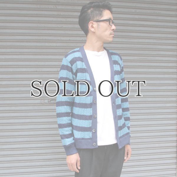 画像2: ケーブルニットボーダーVネックカーディガン【MADE IN JAPAN】『日本製』/ Upscape Audience (2)