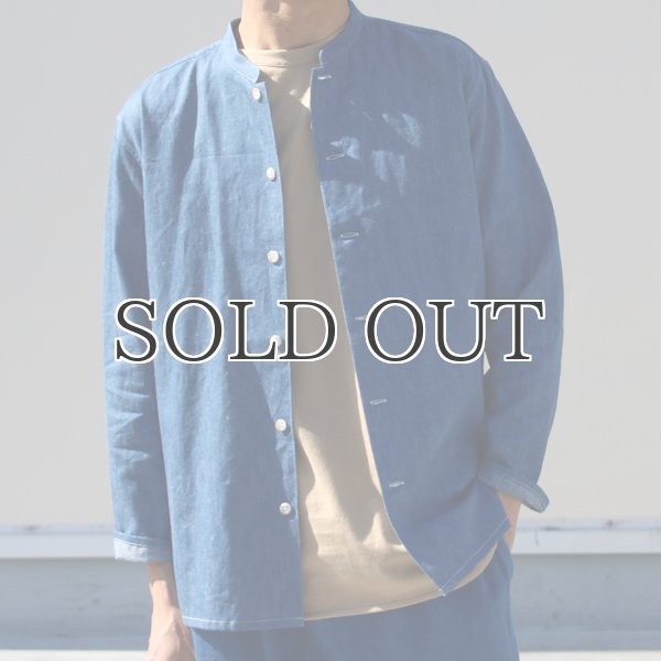 画像20: 麻混デニムマオカラー９分袖 ライト_Jacket【MADE IN JAPAN】『日本製』/ Upscape Audience (20)