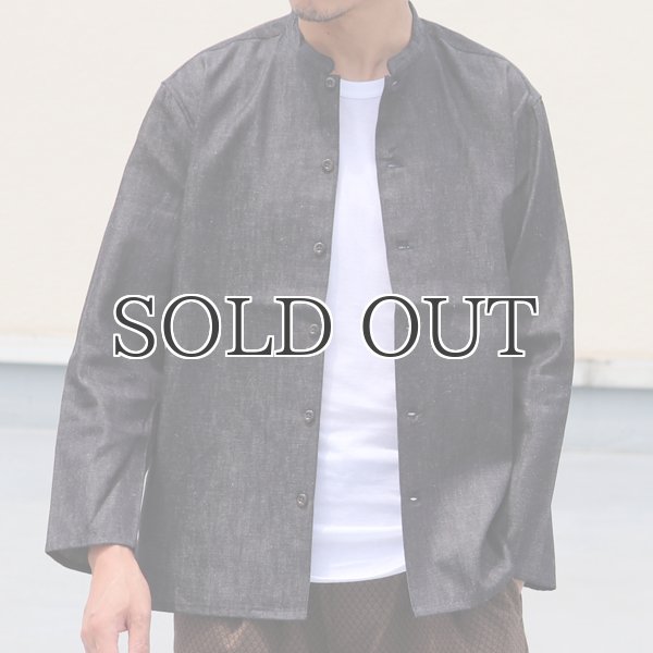 画像3: 麻混デニムマオカラー９分袖 ライト_Jacket【MADE IN JAPAN】『日本製』/ Upscape Audience (3)