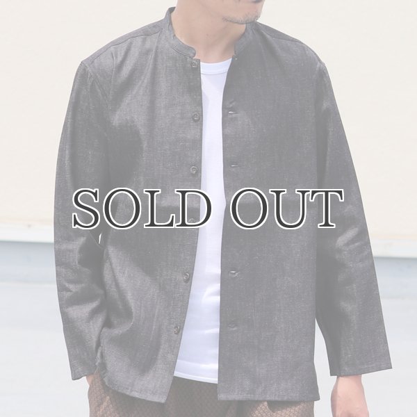 画像4: 麻混デニムマオカラー９分袖 ライト_Jacket【MADE IN JAPAN】『日本製』/ Upscape Audience (4)