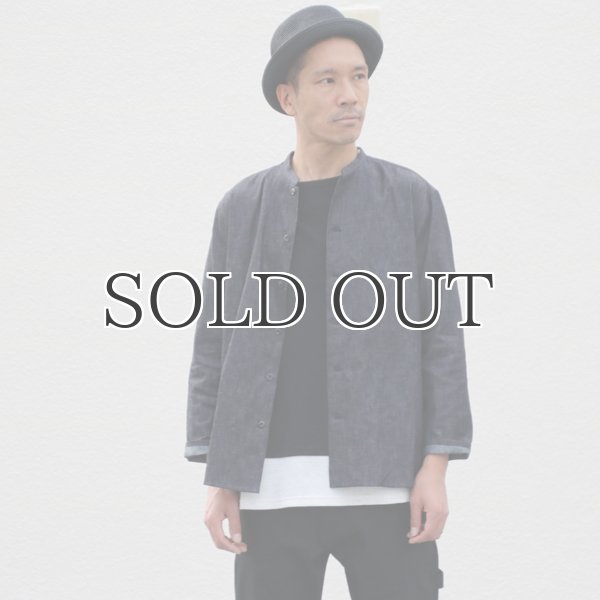 画像19: 麻混デニムマオカラー９分袖 ライト_Jacket【MADE IN JAPAN】『日本製』/ Upscape Audience (19)