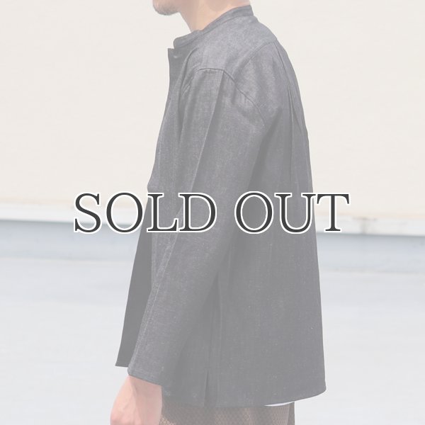 画像6: 麻混デニムマオカラー９分袖 ライト_Jacket【MADE IN JAPAN】『日本製』/ Upscape Audience (6)