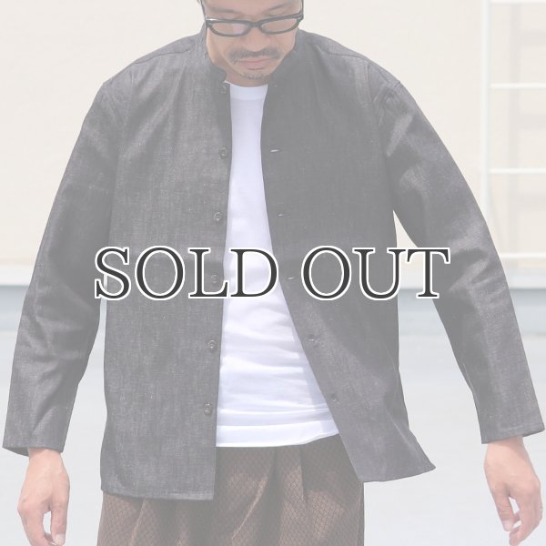 画像8: 麻混デニムマオカラー９分袖 ライト_Jacket【MADE IN JAPAN】『日本製』/ Upscape Audience (8)