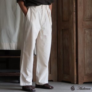 画像: 綿麻ビンテージキャンバス 2タック ワイド テーパード イージーパンツ 【送料無料】/Audience