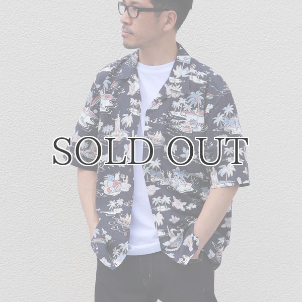画像5: コットンレーヨン ヴィンテージHAWAII&LEAVES柄  オープンカラー ハーフスリーブシャツ【MADE IN JAPAN】『日本製』/ Upscape Audience (5)