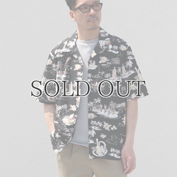 画像3: コットンレーヨン ヴィンテージHAWAII＆LEAVES柄  オープンカラー ハーフスリーブシャツ【MADE IN JAPAN】『日本製』/ Upscape Audience (3)