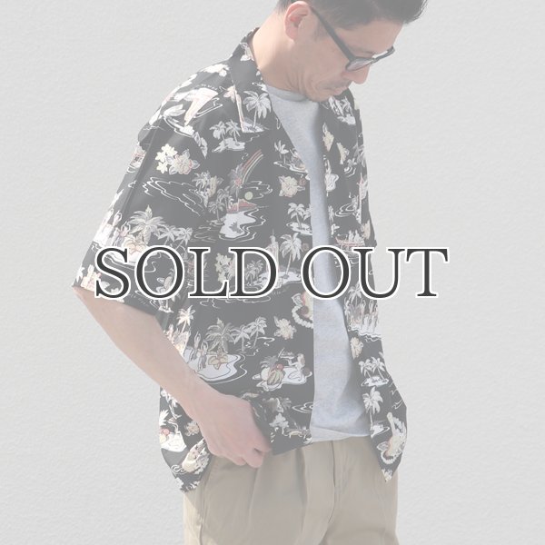 画像4: コットンレーヨン ヴィンテージHAWAII＆LEAVES柄  オープンカラー ハーフスリーブシャツ【MADE IN JAPAN】『日本製』/ Upscape Audience (4)