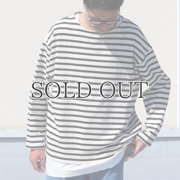 画像2: Basque10オンス（バスク天竺）フレンチボーダー ボートネック BOX Tee【MADE IN JAPAN】『日本製』/ Upscape Audience (2)