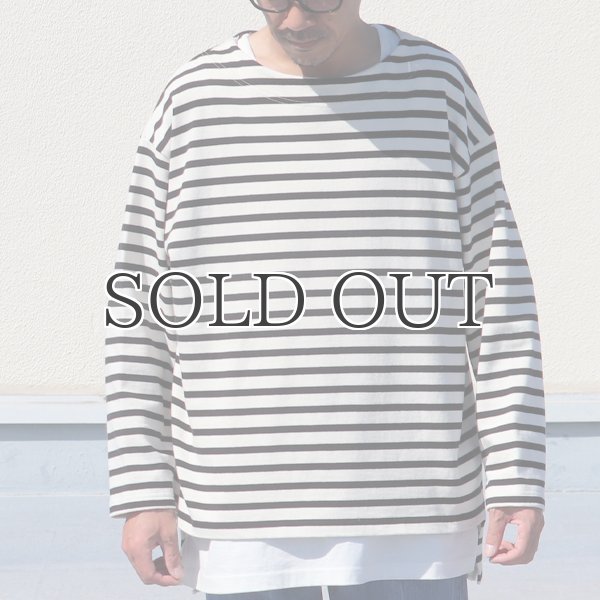 画像3: Basque10オンス（バスク天竺）フレンチボーダー ボートネック BOX Tee【MADE IN JAPAN】『日本製』/ Upscape Audience (3)